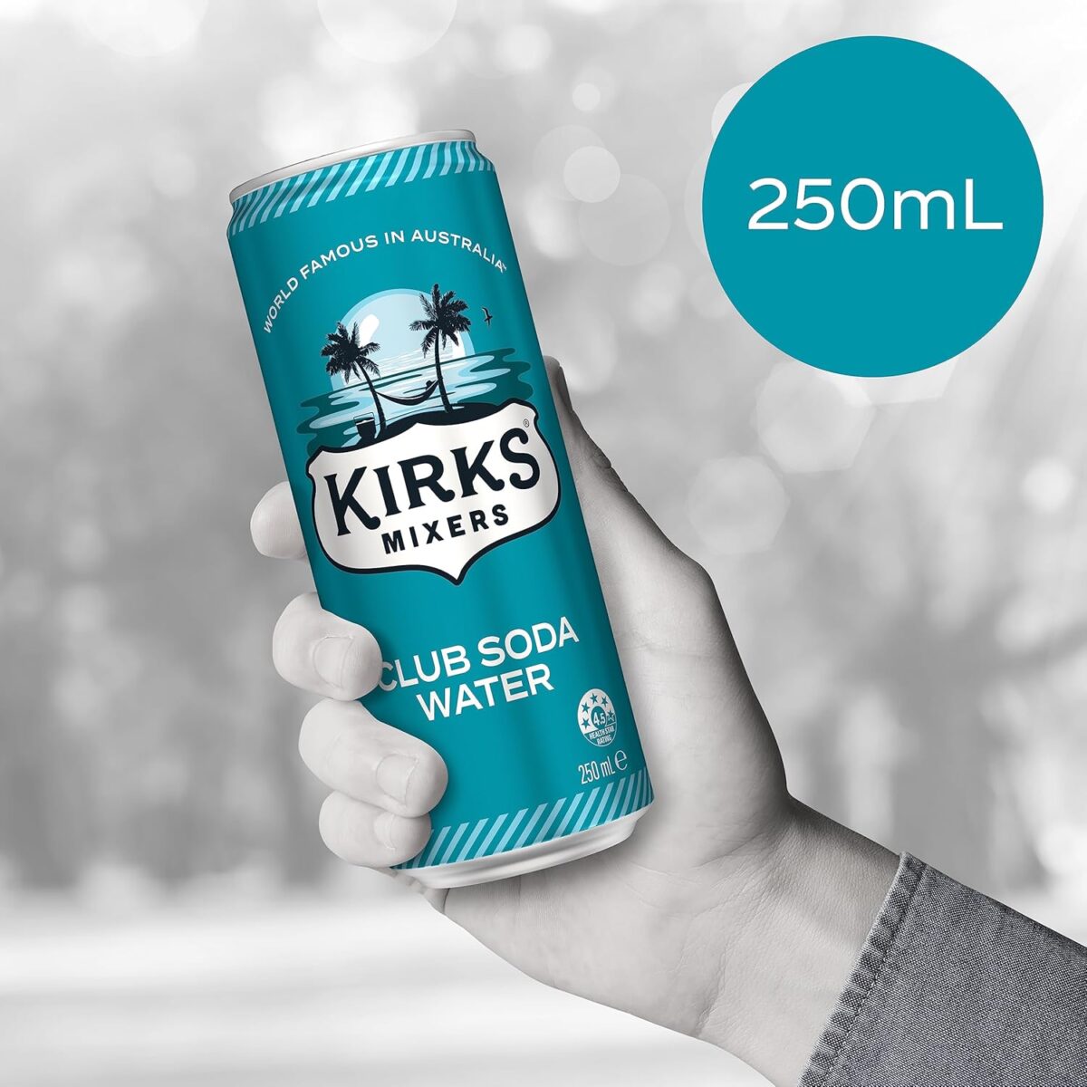 Kirks Club Soda Water 24 x 250mL Cans [x2]
