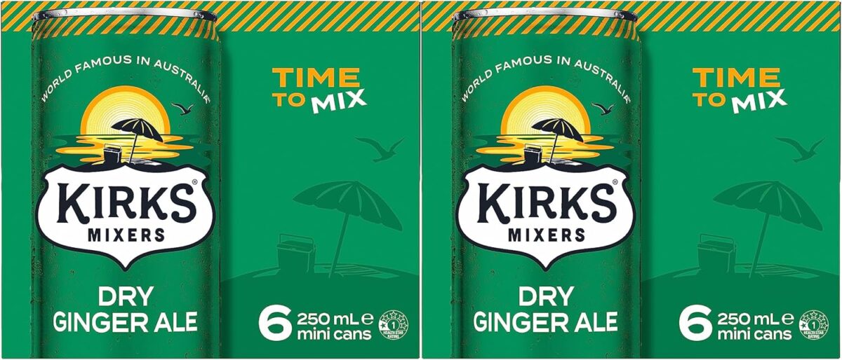 Kirks Dry Ginger Ale Soft Drink Multipack Cans 24 x 250mL [x2]
