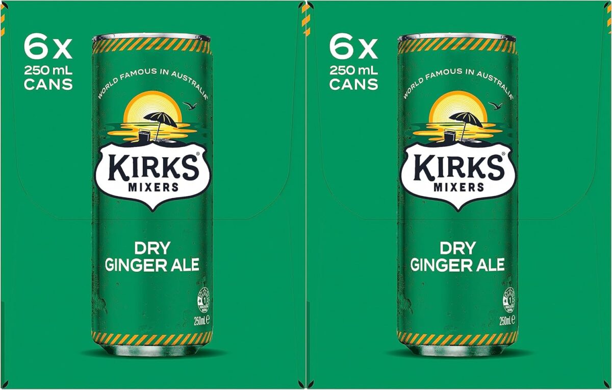 Kirks Dry Ginger Ale Soft Drink Multipack Cans 24 x 250mL [x2]