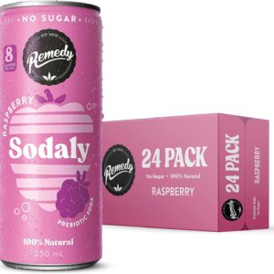 Remedy Sodaly Raspberry Prebiotic Soft Drink 250 mL 24-Pack [x2]
