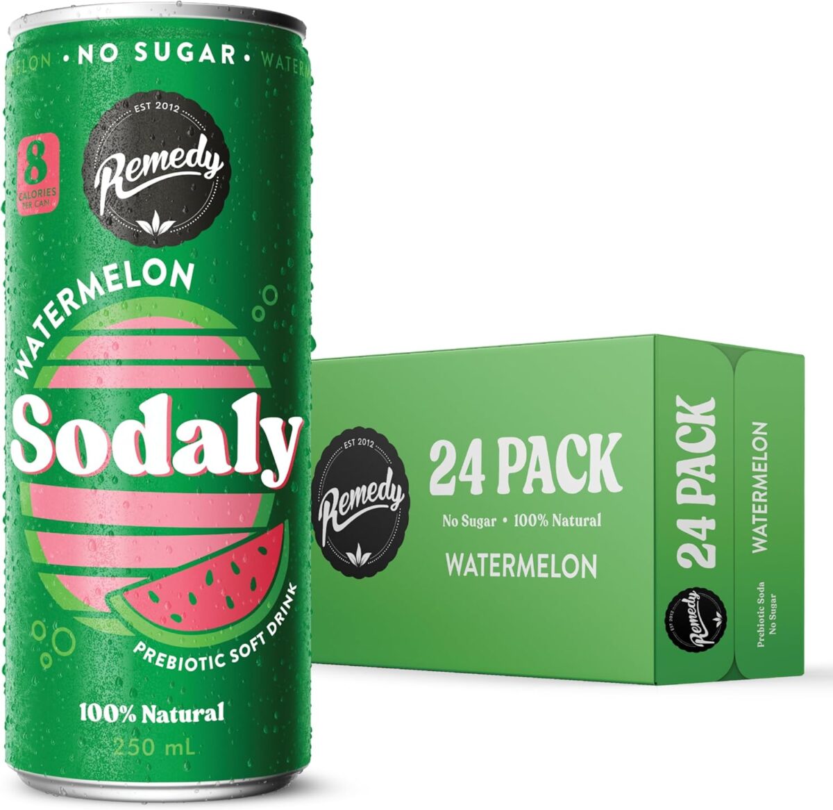 Remedy Sodaly Raspberry Prebiotic Soft Drink 250 mL 24-Pack [x2]