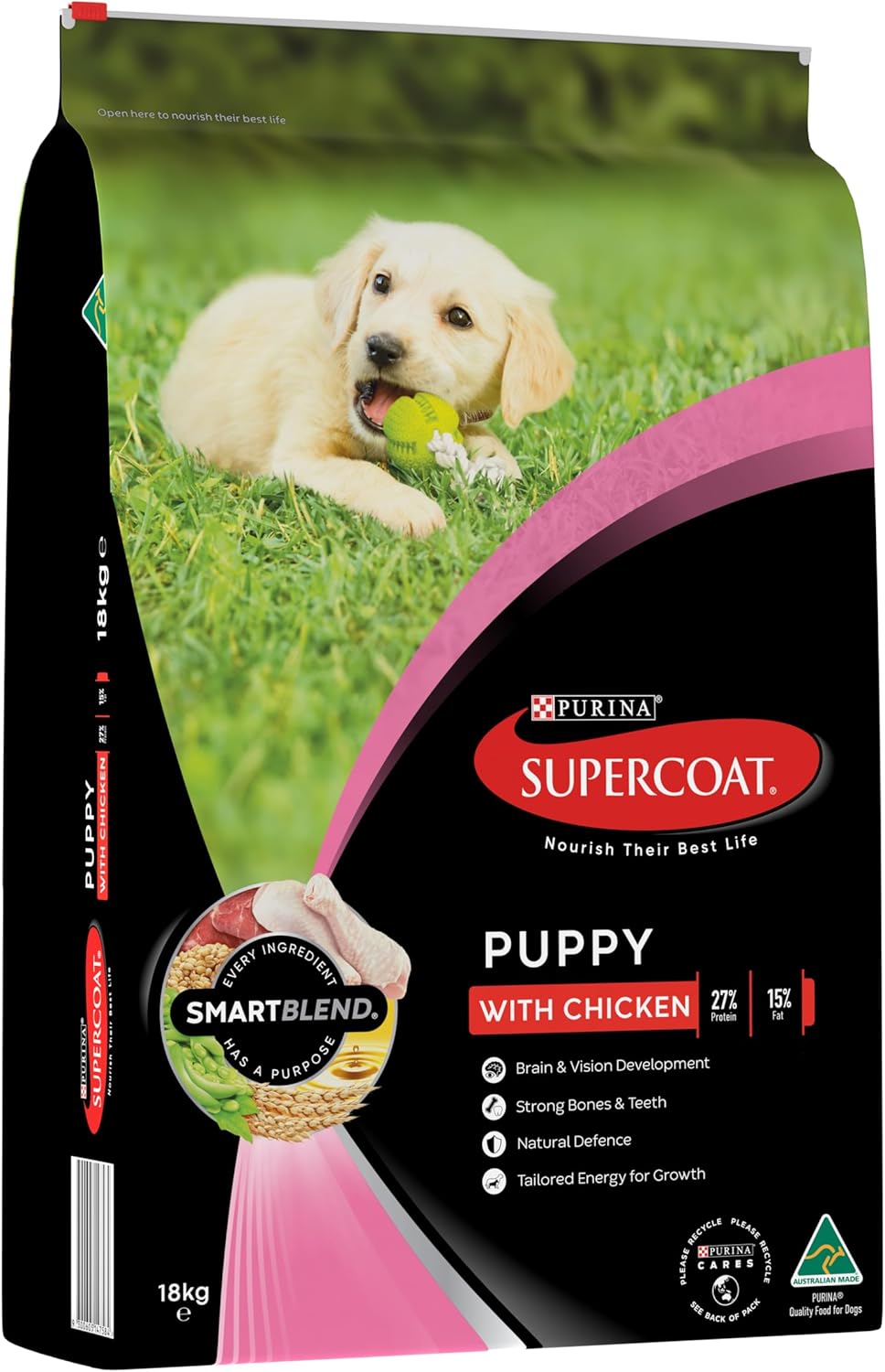 Purina Supercoat Puppy Chicken Dry Dog Food 18 Kg [x2]