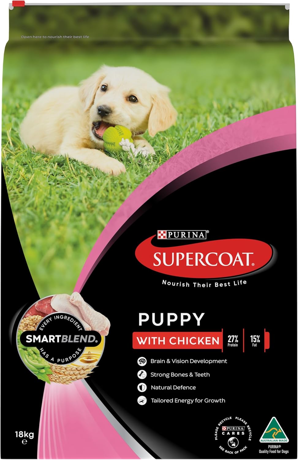 Purina Supercoat Puppy Chicken Dry Dog Food 18 Kg [x2]