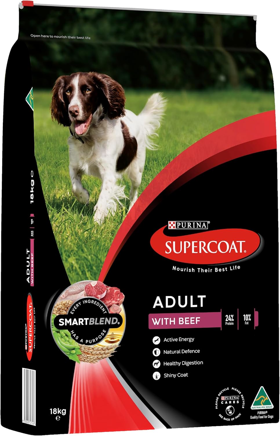 Purina Supercoat Adult Beef Dry Dog Food 18 Kg [x2]