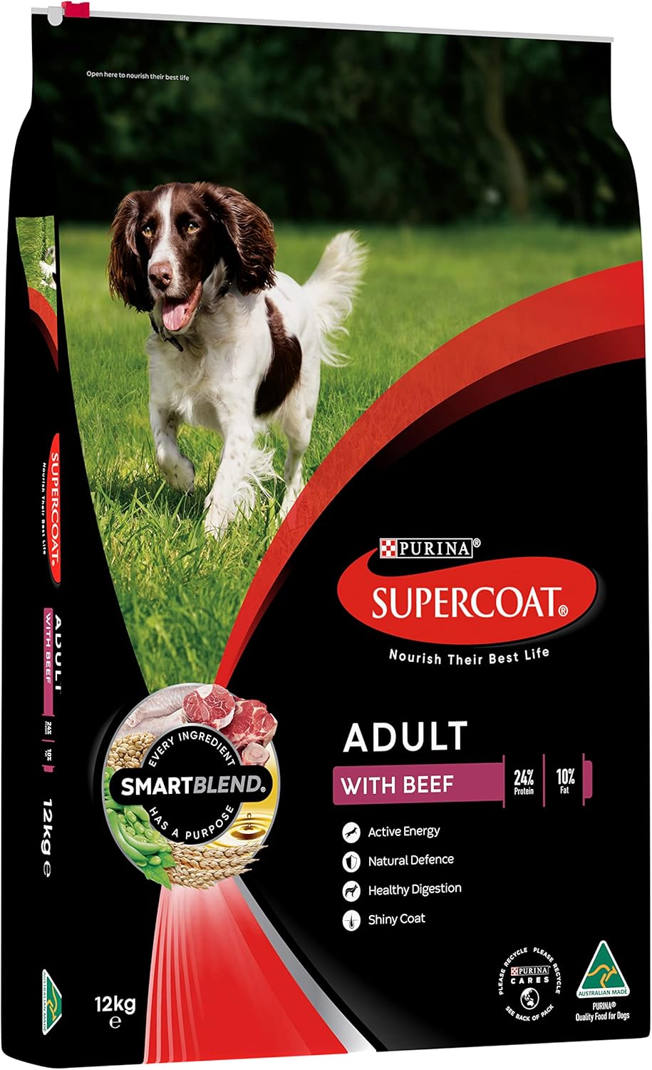 Purina Supercoat Adult Beef Dry Dog Food 18 Kg [x2]