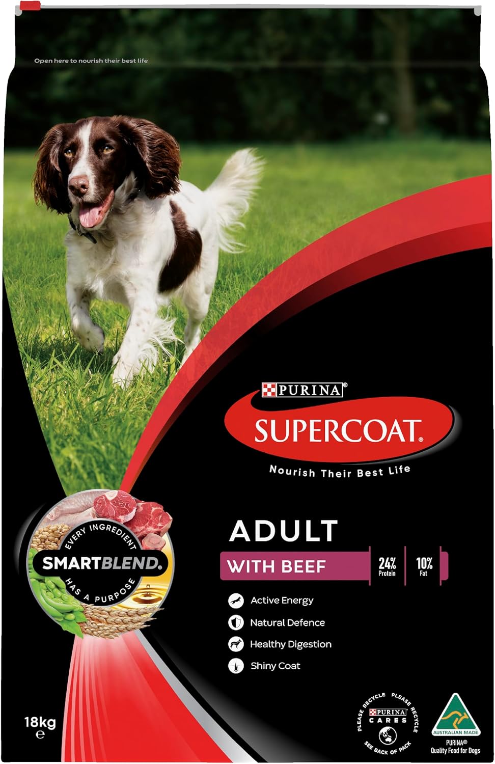 Purina Supercoat Adult Beef Dry Dog Food 18 Kg [x2]