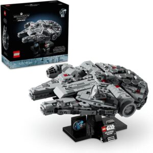 LEGO Star Wars Millenium Falcon Set for Adults, Collectible Starship Display Model Building Kit, Home or Office Décor Accessory for Men & Women, Memorabilia Treat for A New Hope Fans 75375