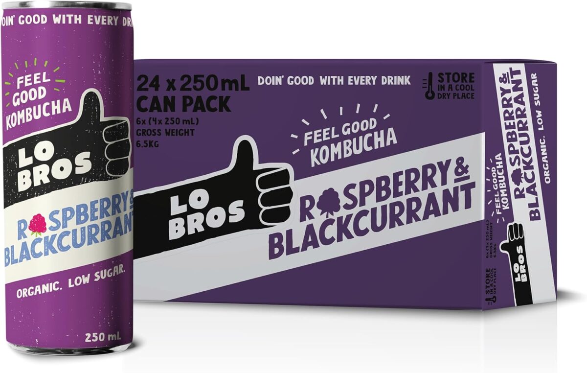 Lo Bros Organic Raspberry & Lemon Kombucha 250ml x 24 [x2]
