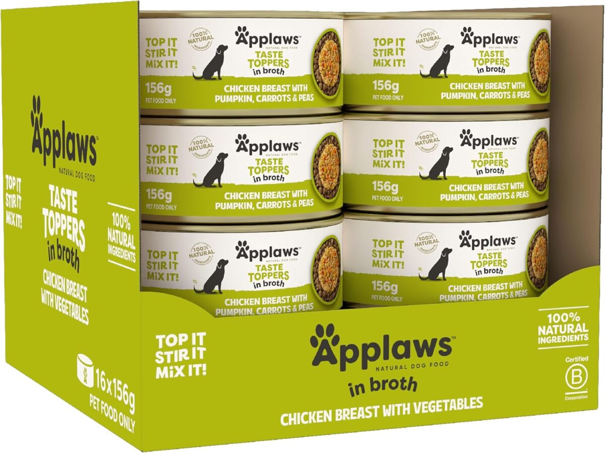 Applaws Taste Toppers Chicken Breast with Vegetables in Broth Wet Dog Food 16x156g [x2]