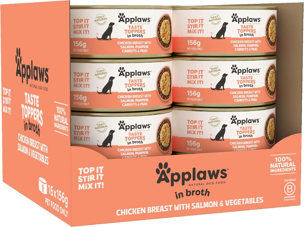 Applaws Taste Toppers Chicken Breast with Vegetables in Broth Wet Dog Food 16x156g [x2]