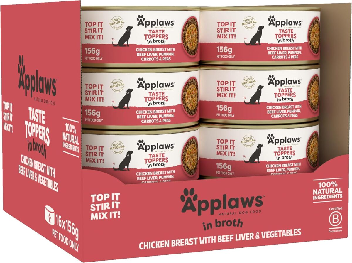 Applaws Taste Toppers Chicken Breast with Vegetables in Broth Wet Dog Food 16x156g [x2]