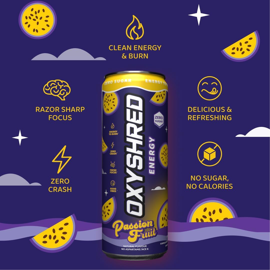 EHP Labs OxyShred Healthy Energy Drink Passionfruit 12-Pack