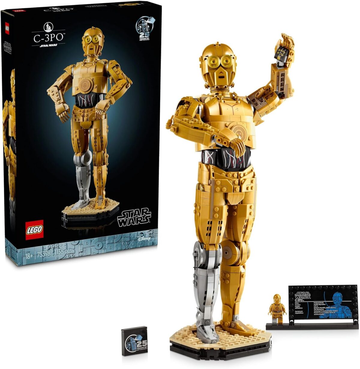 LEGO Star Wars C-3PO Droid Figure Building Set for Adults, Collectible Model Kit with a Minifigure and Display Stand for Room or Office Decor, Nostalgic Movie Memorabilia Set for Men & Women 75398 LEGO Star Wars C-3PO Droid Figure Building Set for Adults, Collectible Model Kit with a Minifigure and Display Stand for Room or Office Decor, Nostalgic Movie Memorabilia Set for Men & Women 75398
