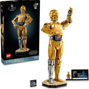 LEGO Star Wars C-3PO Droid Figure Building Set for Adults, Collectible Model Kit with a Minifigure and Display Stand for Room or Office Decor, Nostalgic Movie Memorabilia Set for Men & Women 75398