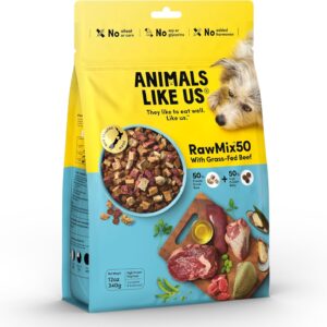 RawMix50 Dog Food Grass-Fed Beef 340g — 50% Freeze-Dried Raw, High Protein, Non-GMO, No Wheat or Corn [x3]