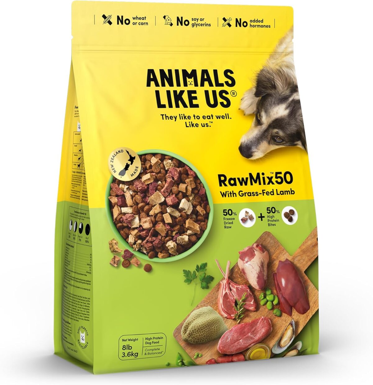 RawMix50 Dog Food Grass-Fed Beef 340g — 50% Freeze-Dried Raw, High Protein, Non-GMO, No Wheat or Corn [x3]