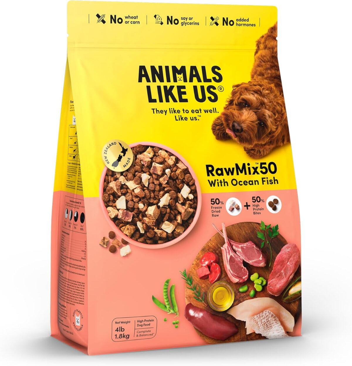 RawMix50 Dog Food Grass-Fed Beef 340g — 50% Freeze-Dried Raw, High Protein, Non-GMO, No Wheat or Corn [x3]