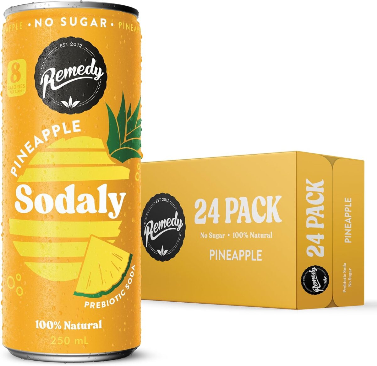 Remedy Sodaly Yuzu Lemon No Sugar Prebiotic Soft Drink 250 mL 24-Pack [x2]