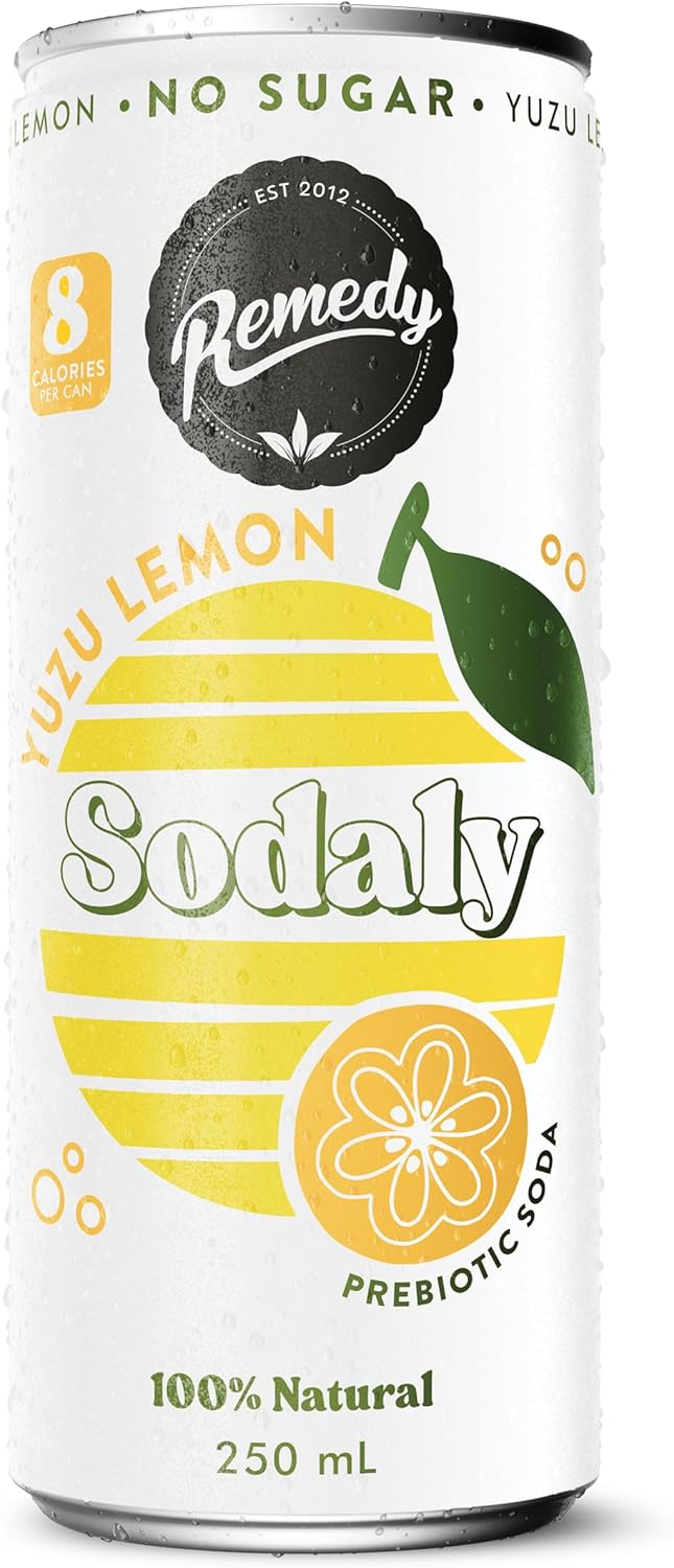 Remedy Sodaly Yuzu Lemon No Sugar Prebiotic Soft Drink 250 mL 24-Pack [x2]