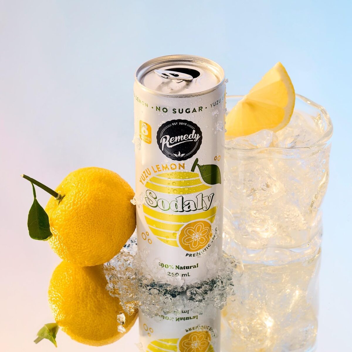 Remedy Sodaly Yuzu Lemon No Sugar Prebiotic Soft Drink 250 mL 24-Pack [x2]