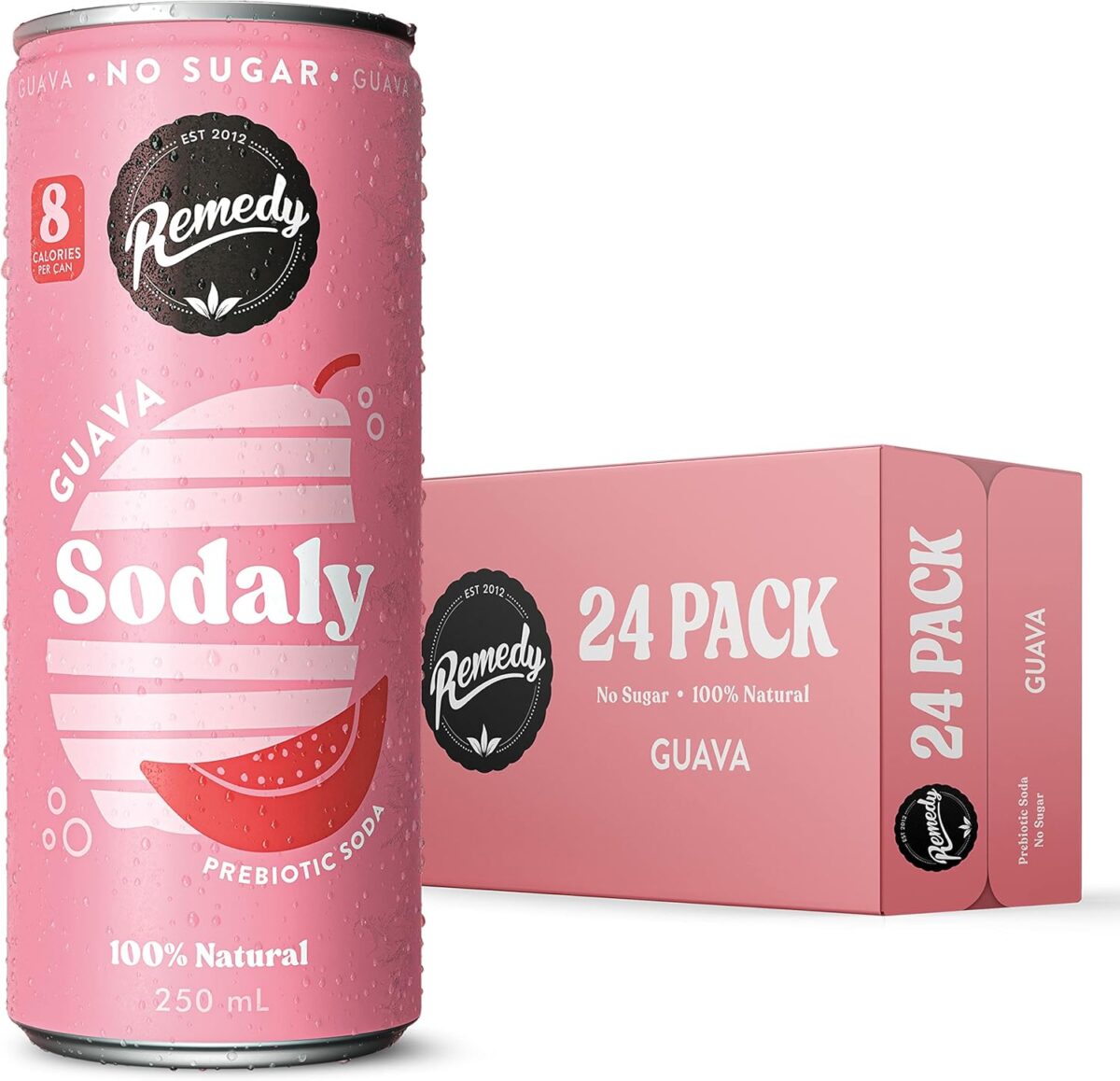 Remedy Sodaly Yuzu Lemon No Sugar Prebiotic Soft Drink 250 mL 24-Pack [x2]