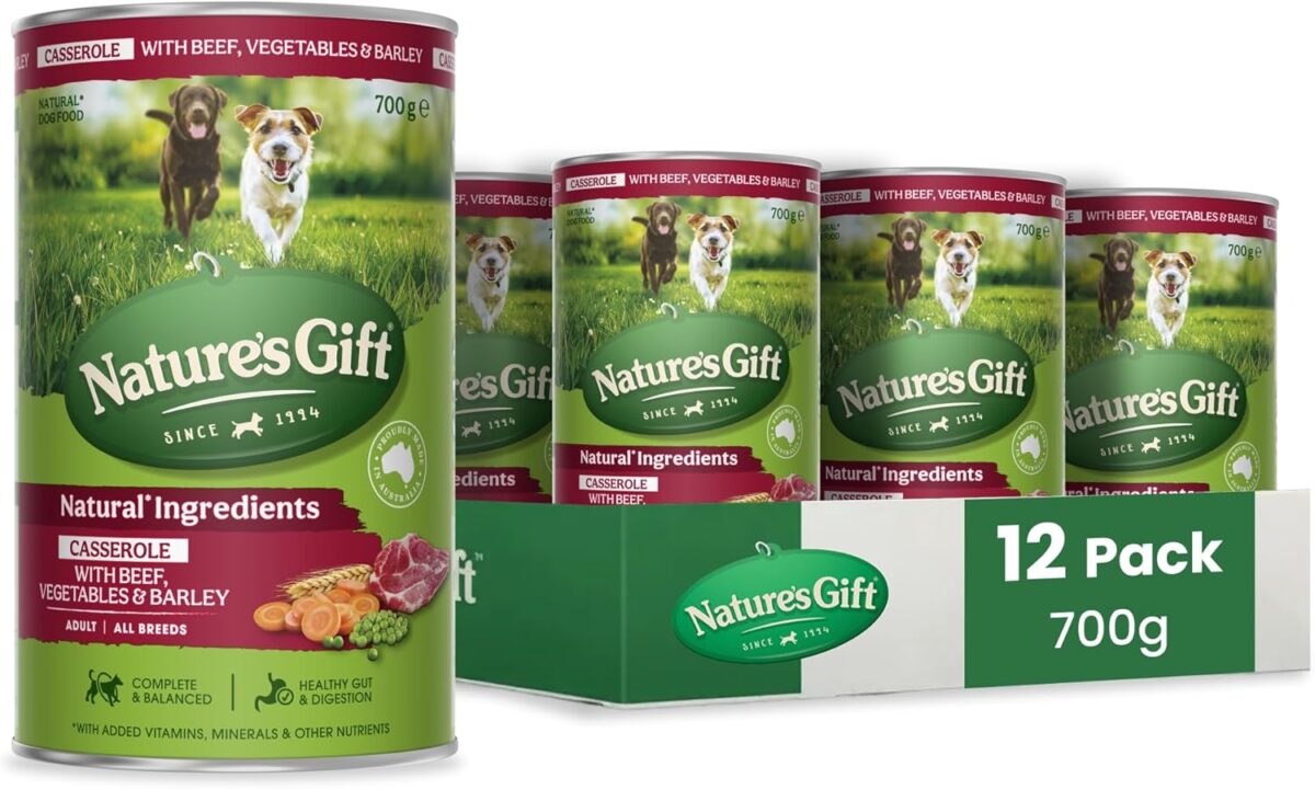 Nature's Gift Adult Wet Dog Food Casserole with Beef, Vegetable & Barley 12x700g [x3]