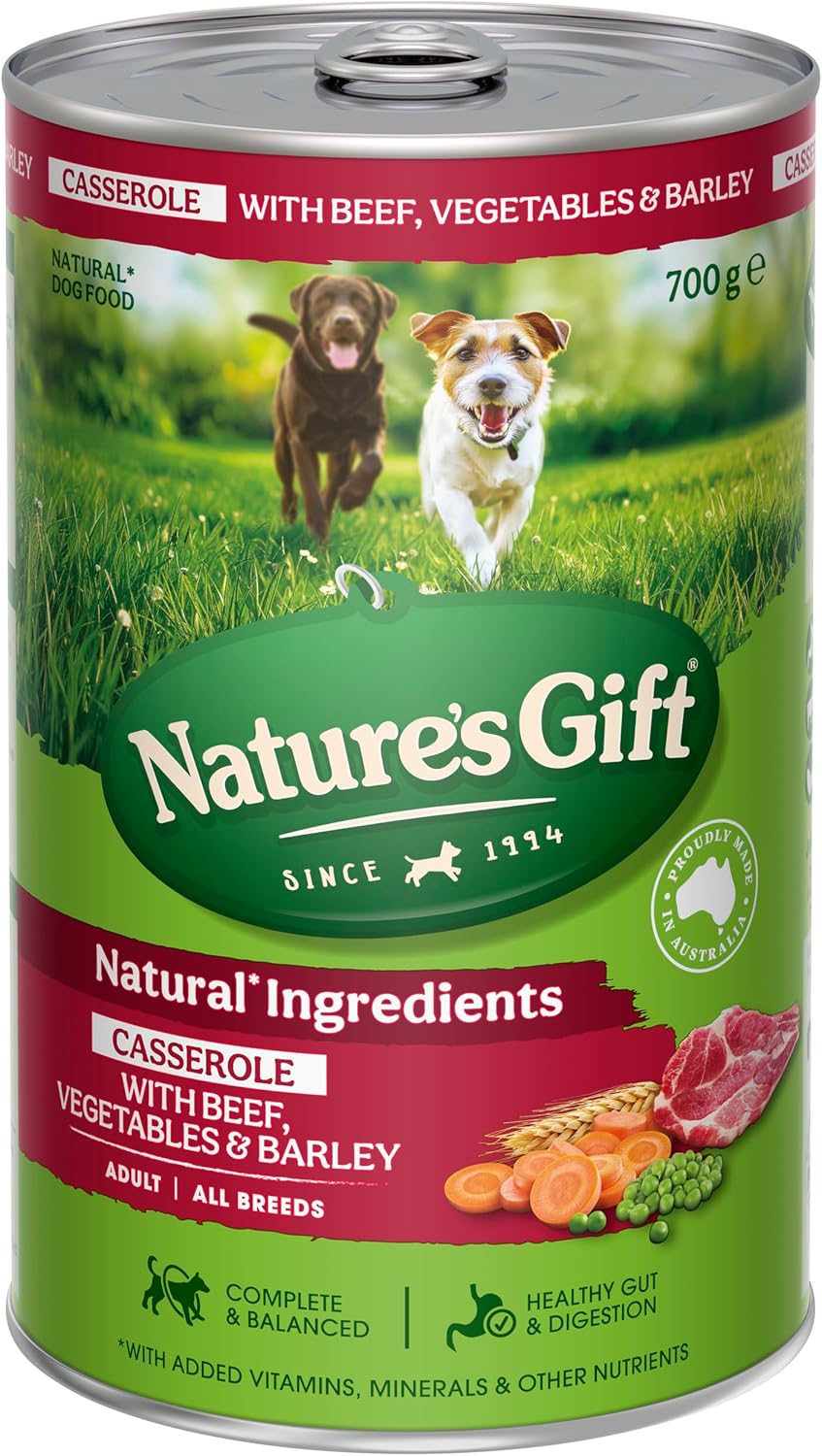 Nature's Gift Adult Wet Dog Food Casserole with Beef, Vegetable & Barley 12x700g [x3]