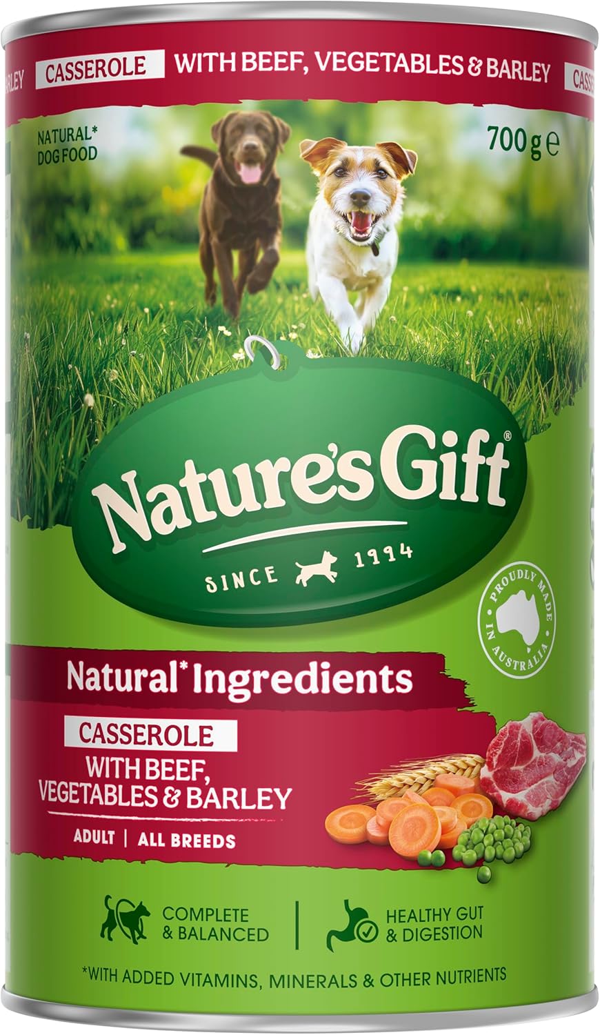 Nature's Gift Adult Wet Dog Food Casserole with Beef, Vegetable & Barley 12x700g [x3]