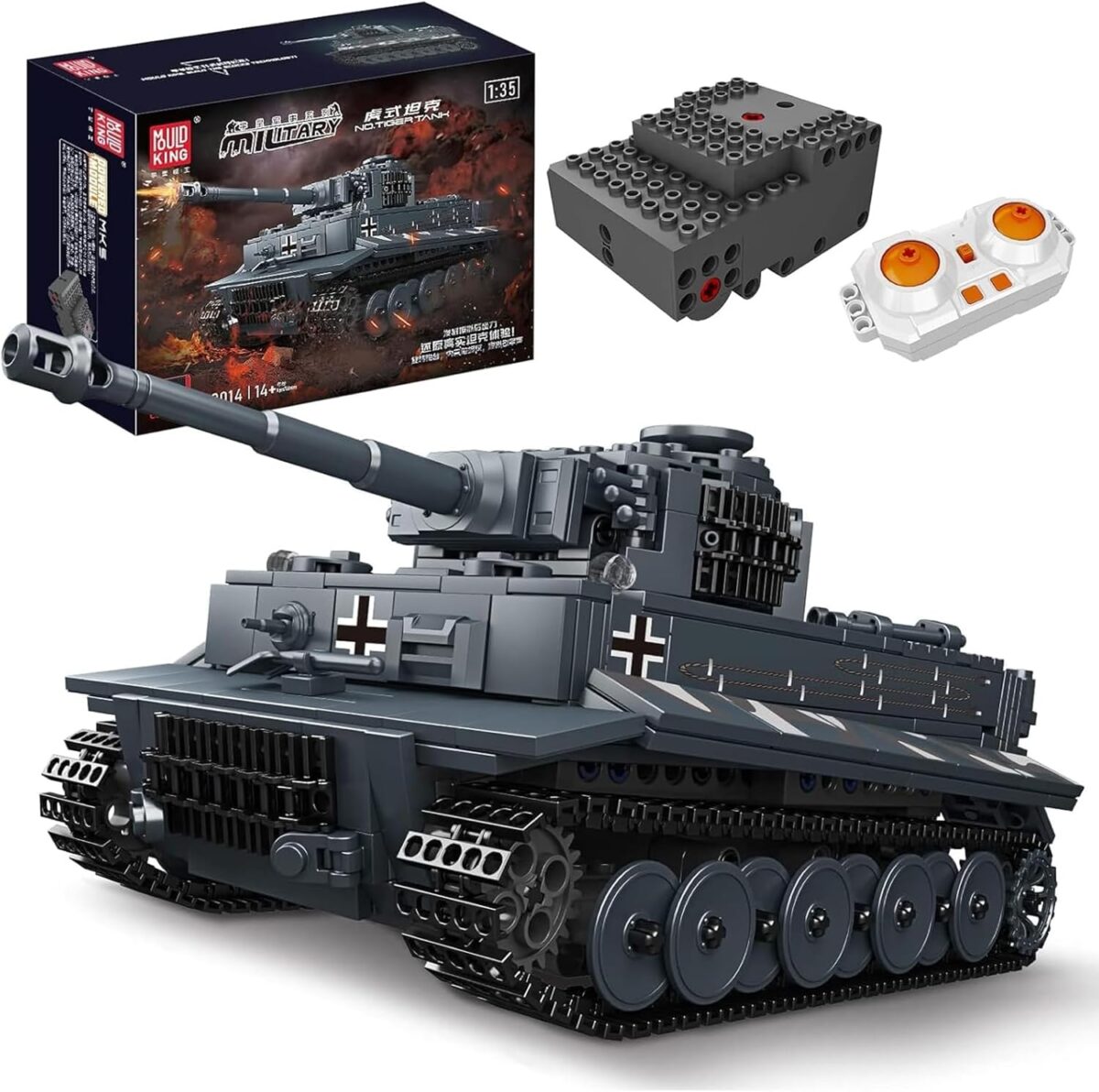 Mould King 20014 Tiger Tank Building Set, Military Tank Construction Kit with Remote Control, Adult Collectible Model, Gifts/Display Toys(800 Pieces) Mould King 20014 Tiger Tank Building Set, Military Tank Construction Kit with Remote Control, Adult Collectible Model, Gifts/Display Toys(800 Pieces)