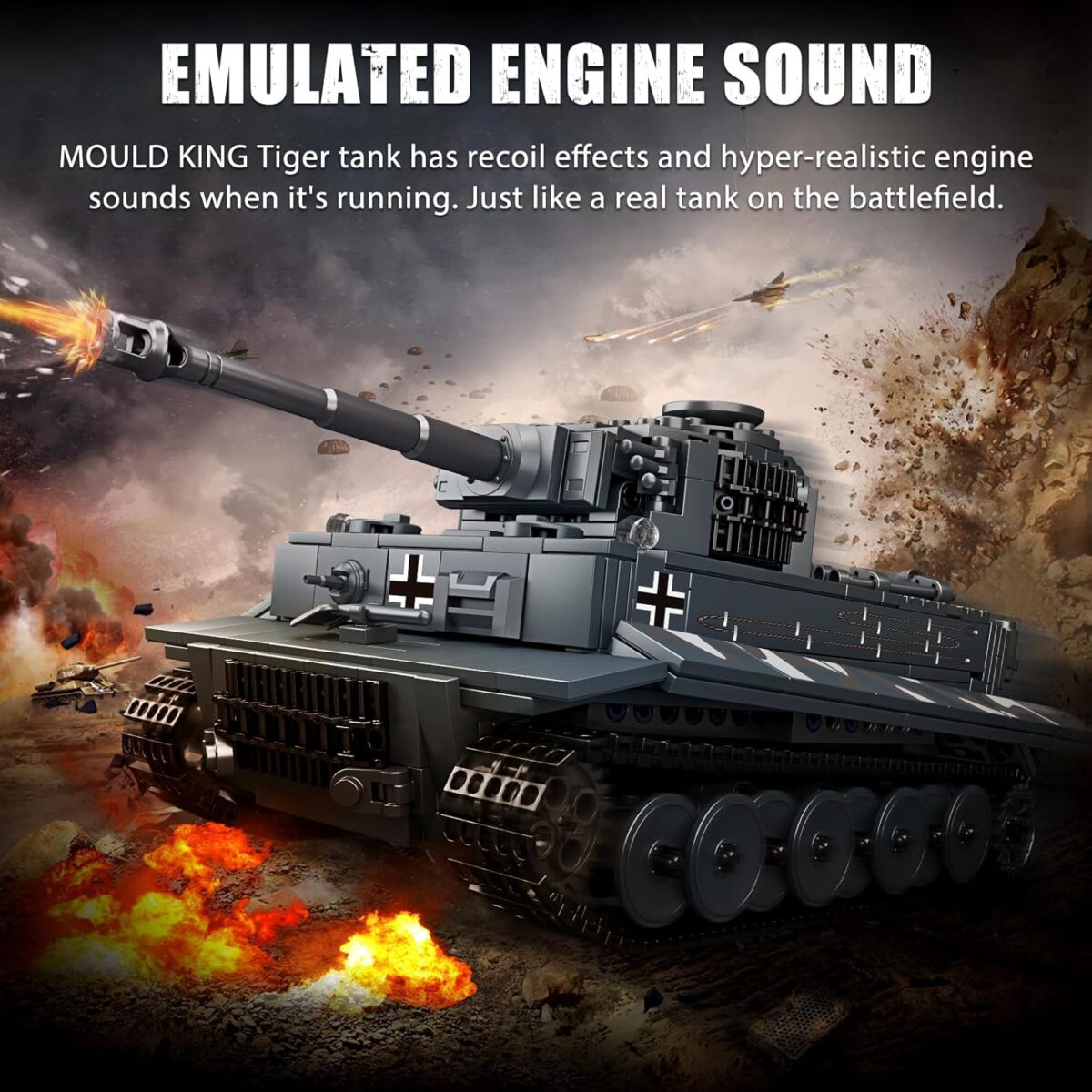Mould King 20014 Tiger Tank Building Set, Military Tank Construction Kit with Remote Control, Adult Collectible Model, Gifts/Display Toys(800 Pieces) Mould King 20014 Tiger Tank Building Set, Military Tank Construction Kit with Remote Control, Adult Collectible Model, Gifts/Display Toys(800 Pieces)
