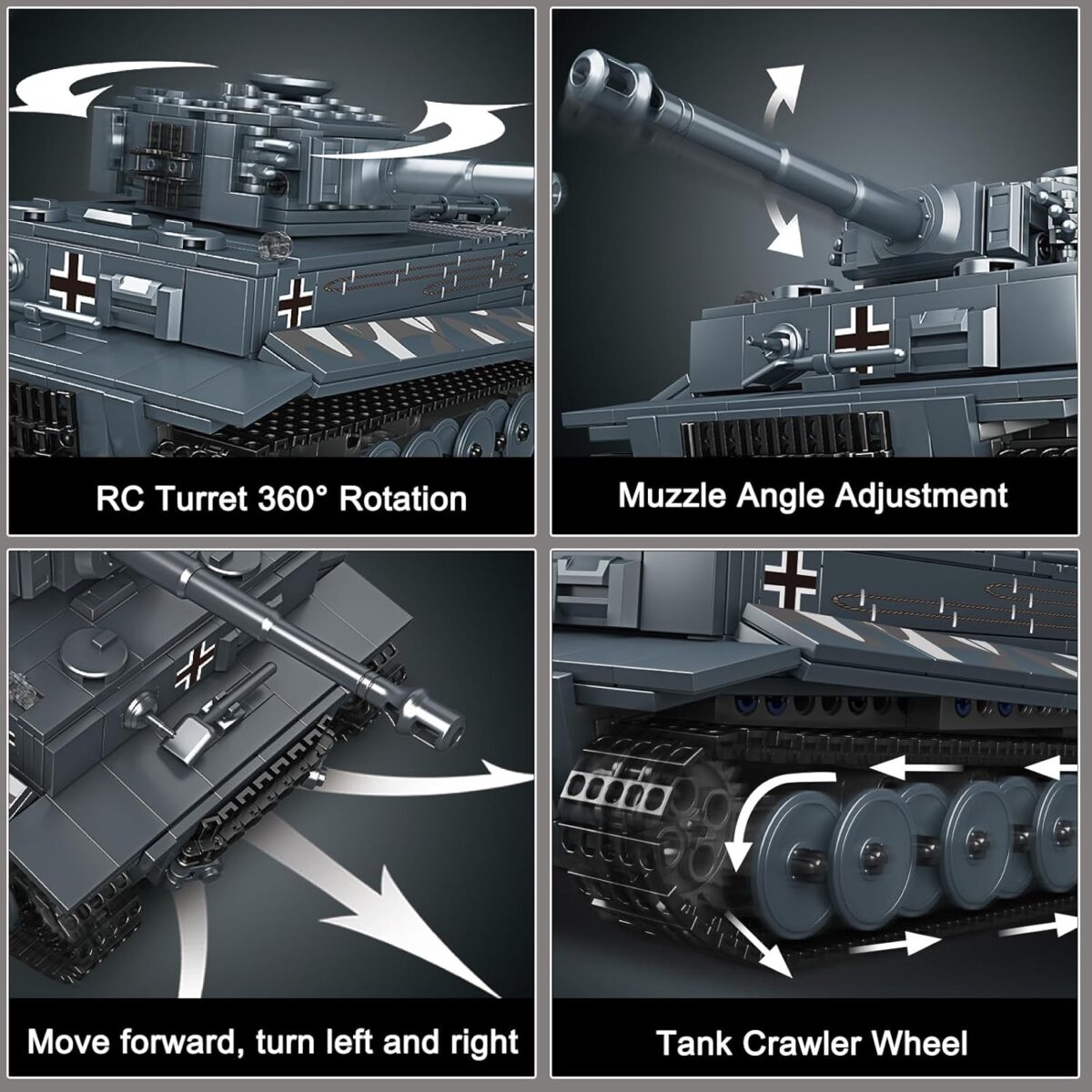 Mould King 20014 Tiger Tank Building Set, Military Tank Construction Kit with Remote Control, Adult Collectible Model, Gifts/Display Toys(800 Pieces) Mould King 20014 Tiger Tank Building Set, Military Tank Construction Kit with Remote Control, Adult Collectible Model, Gifts/Display Toys(800 Pieces)