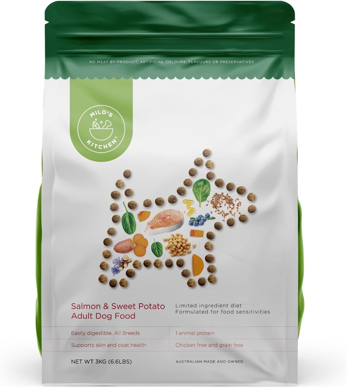Milo's Kitchen Grain Free Adult Single Protein Salmon Sweet Potato Dry Dog Food 3 kg [x2]