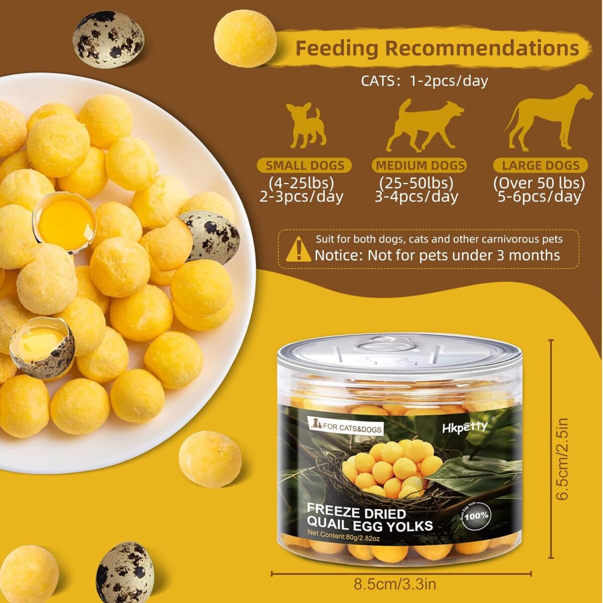 Dry Dog Quail Egg Yolk Freeze-Dried Dog Food [x4]