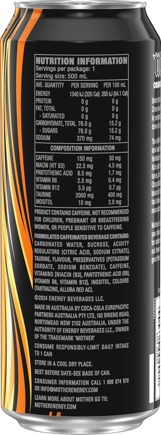 Mother Energy Drink Orange Dreamsicle 24 x 500ml [x2]