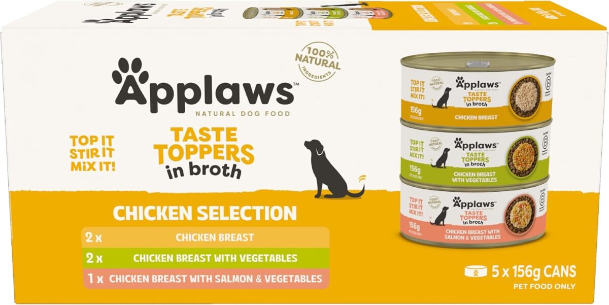 Applaws Taste Toppers Chicken Breast Broth Wet Dog Food 5x156g [x6]