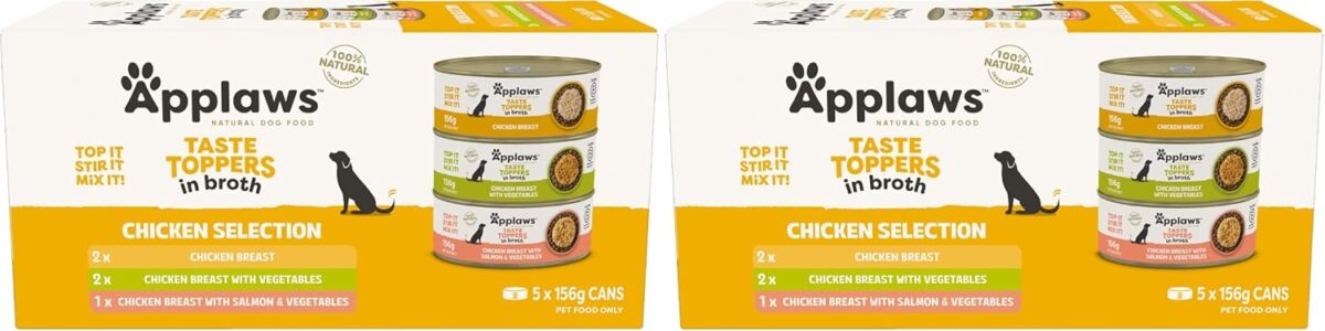 Applaws Taste Toppers Chicken Breast Broth Wet Dog Food 5x156g [x6]