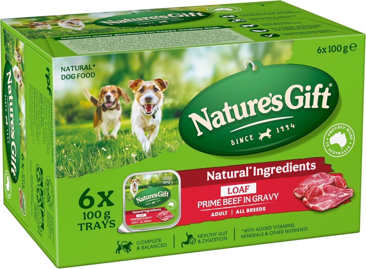 Nature's Gift Adult Wet Dog Food Strips with Kangaroo in Gravy 6x100g [x9]
