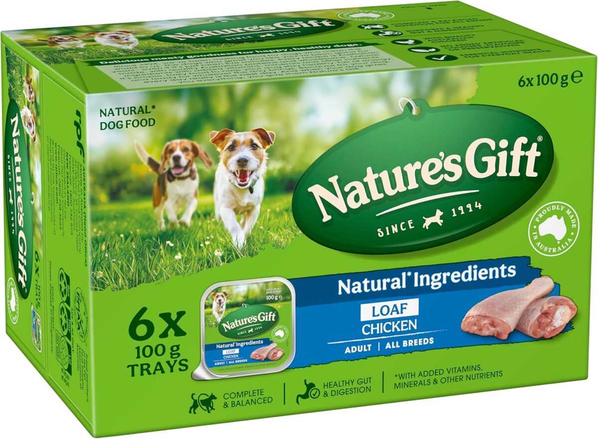 Nature's Gift Adult Wet Dog Food Strips with Kangaroo in Gravy 6x100g [x9]