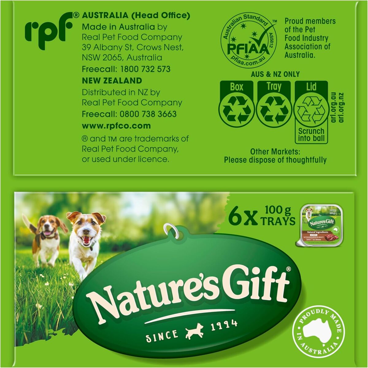 Nature's Gift Adult Wet Dog Food Strips with Kangaroo in Gravy 6x100g [x9]