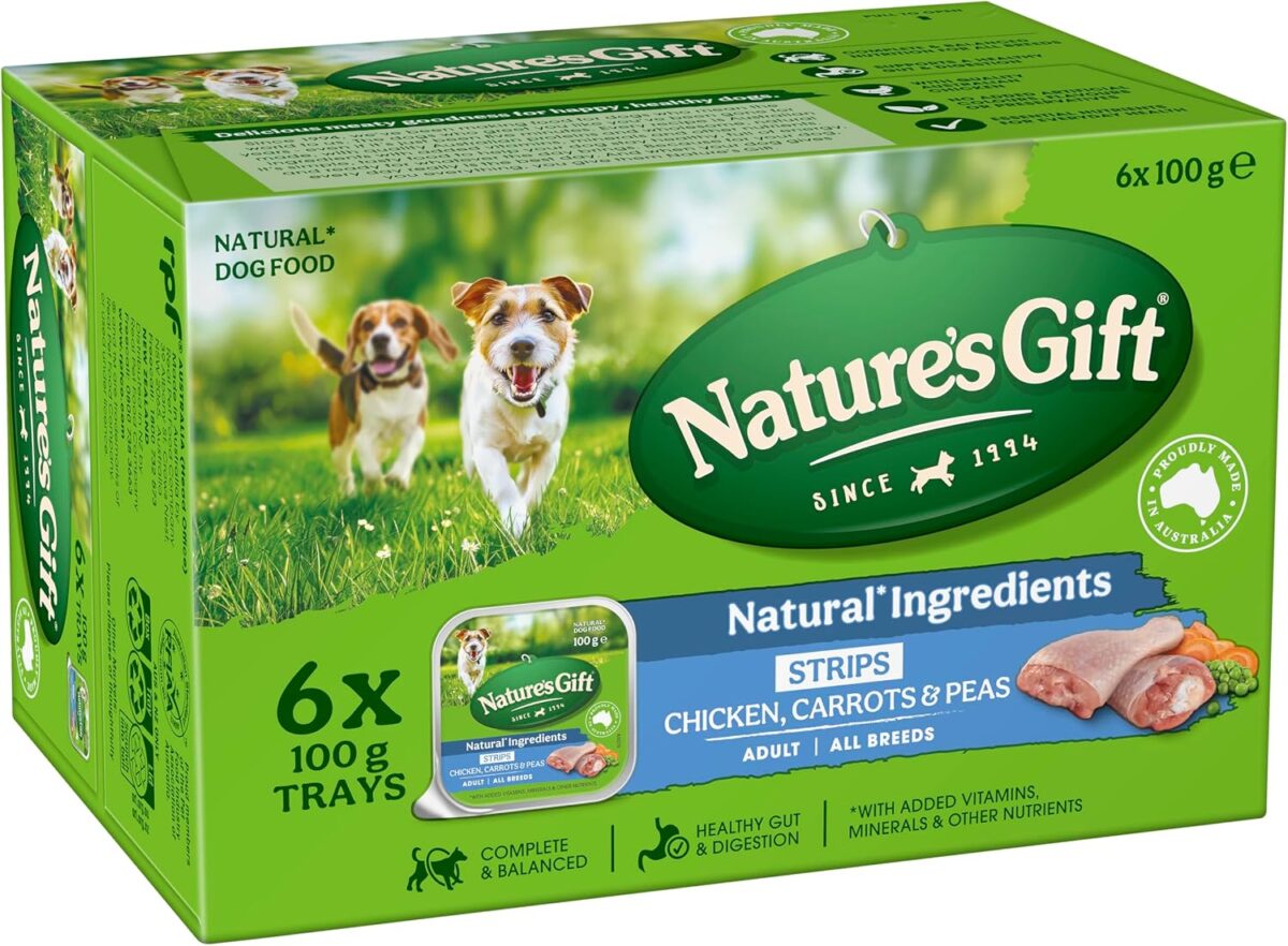 Nature's Gift Adult Wet Dog Food Strips with Kangaroo in Gravy 6x100g [x9]