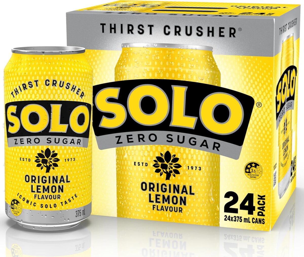 Solo Zero Sugar Cube Original Lemon Soft Drink Cans 375 ml (Pack of 24) [x3]