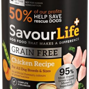 SavourLife Grain Free Wet Dog Food, Chicken - Sensitive-Friendly, 375g [x7]