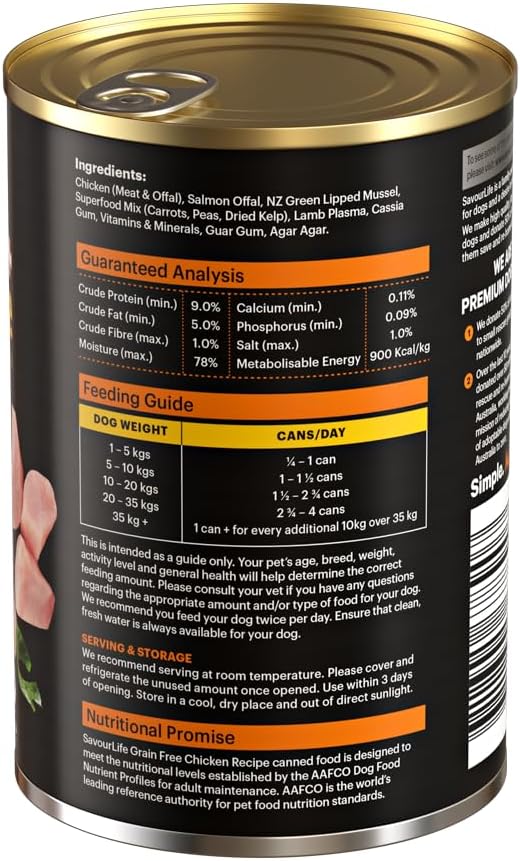 SavourLife Grain Free Wet Dog Food, Chicken - Sensitive-Friendly, 375g [x7]