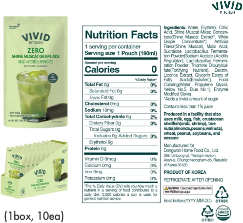 VIVID KITCHEN Korean Pouch Drinks Grape 10 Pouches [x3]