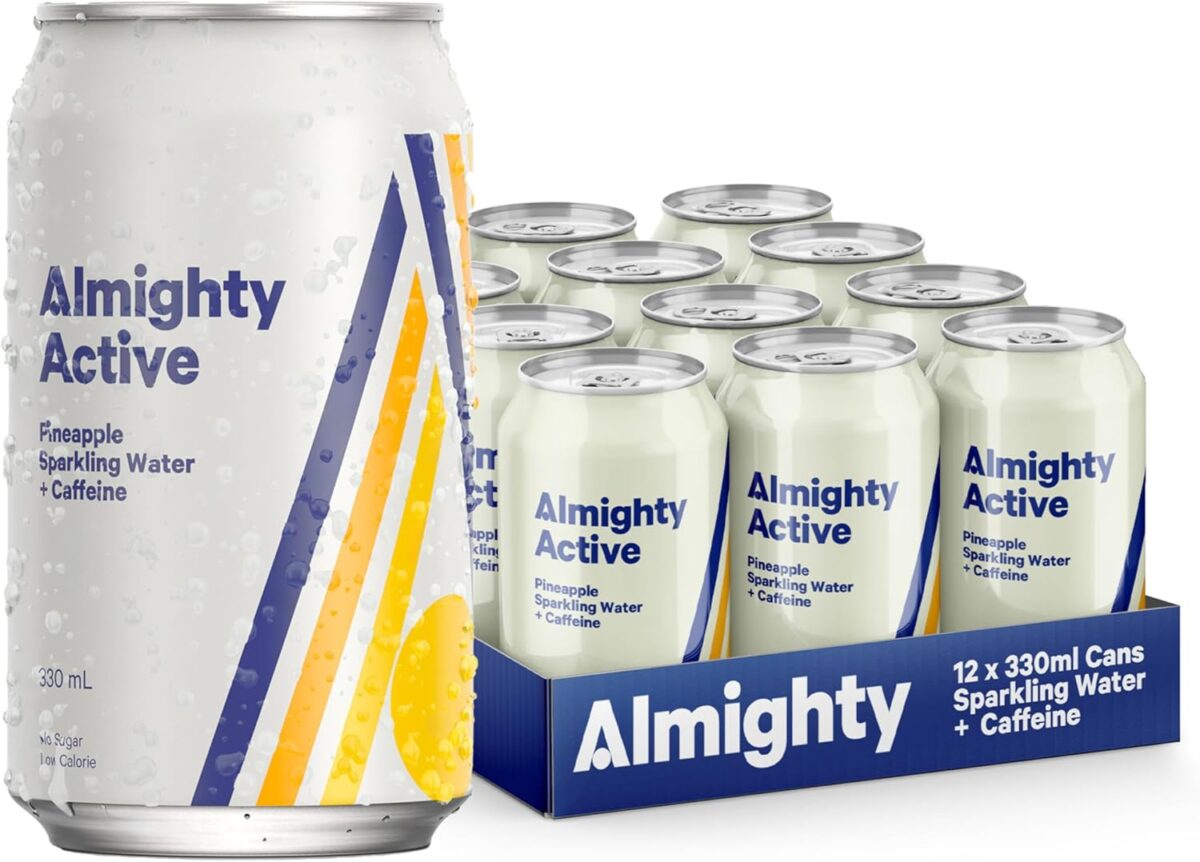 Almighty Active Pineapple Sparkling Water with Caffeine 12 x 330ml [x2]
