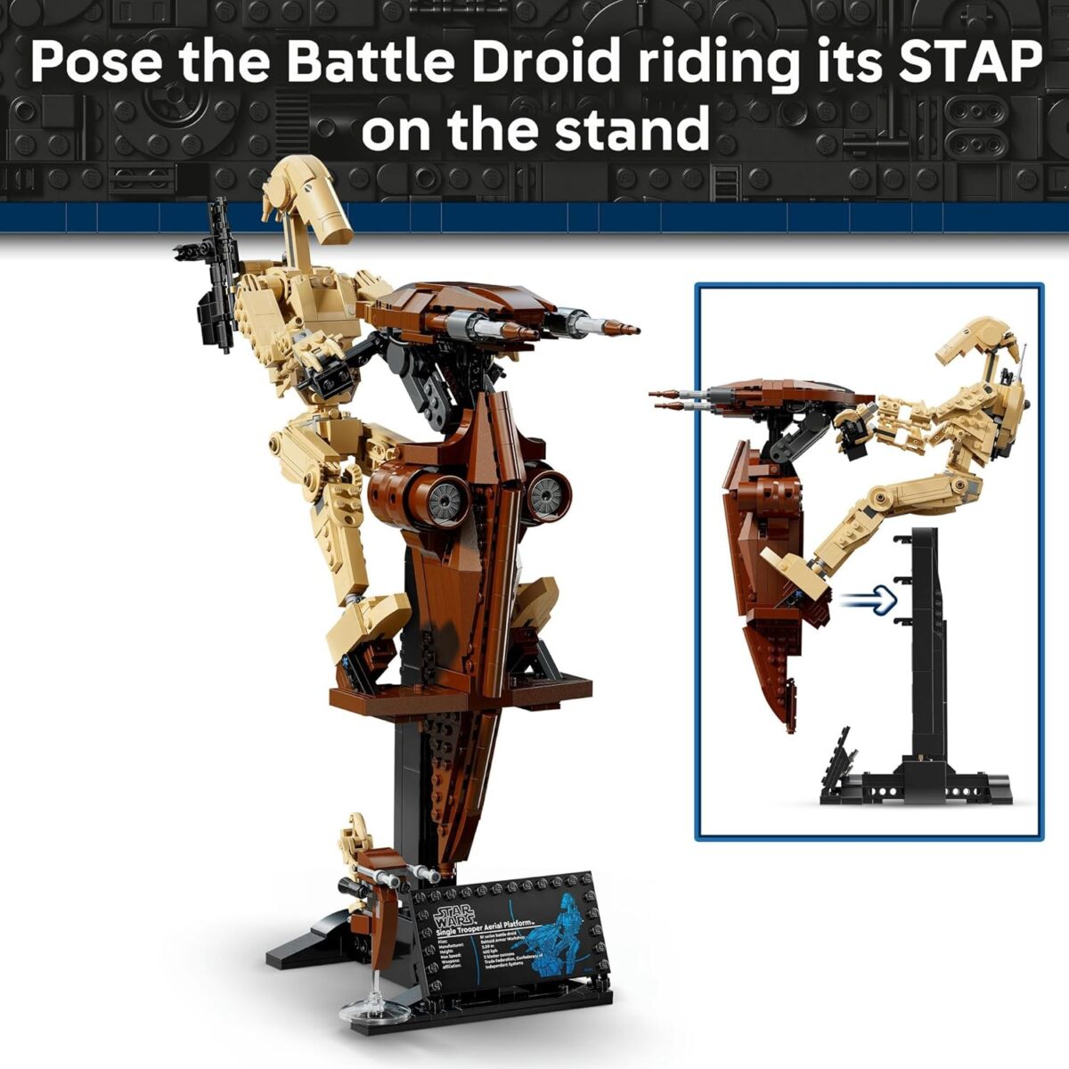 LEGO® Star Wars: The Phantom Menace™ Battle Droid™ with STAP Set 75428 Buildable Posable Figure, Toys for Boys, Girls and Any Fans, Building Toy for Kids, Build-and-Display Model, Desk Decor LEGO® Star Wars: The Phantom Menace™ Battle Droid™ with STAP Set 75428 Buildable Posable Figure, Toys for Boys, Girls and Any Fans, Building Toy for Kids, Build-and-Display Model, Desk Decor