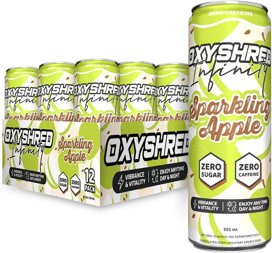 EHP Labs OxyShred Infinity Caffeine Free Energy Drink Sparkling Apple 12-Pack