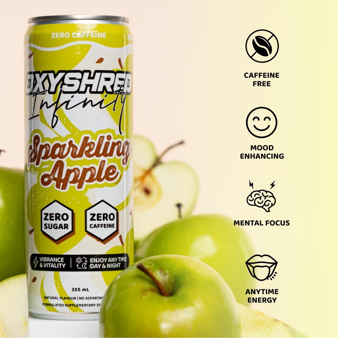 EHP Labs OxyShred Infinity Caffeine Free Energy Drink Sparkling Apple 12-Pack