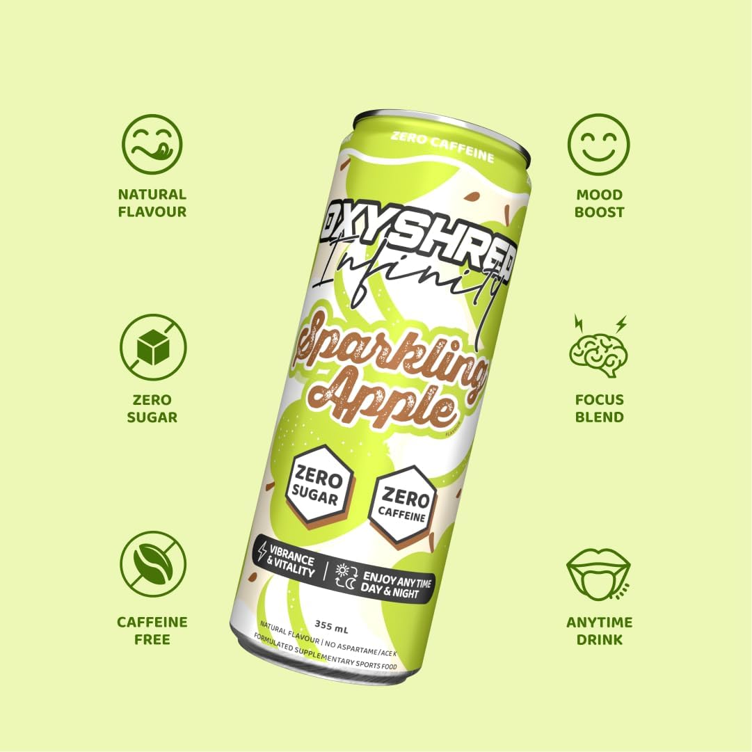 EHP Labs OxyShred Infinity Caffeine Free Energy Drink Sparkling Apple 12-Pack