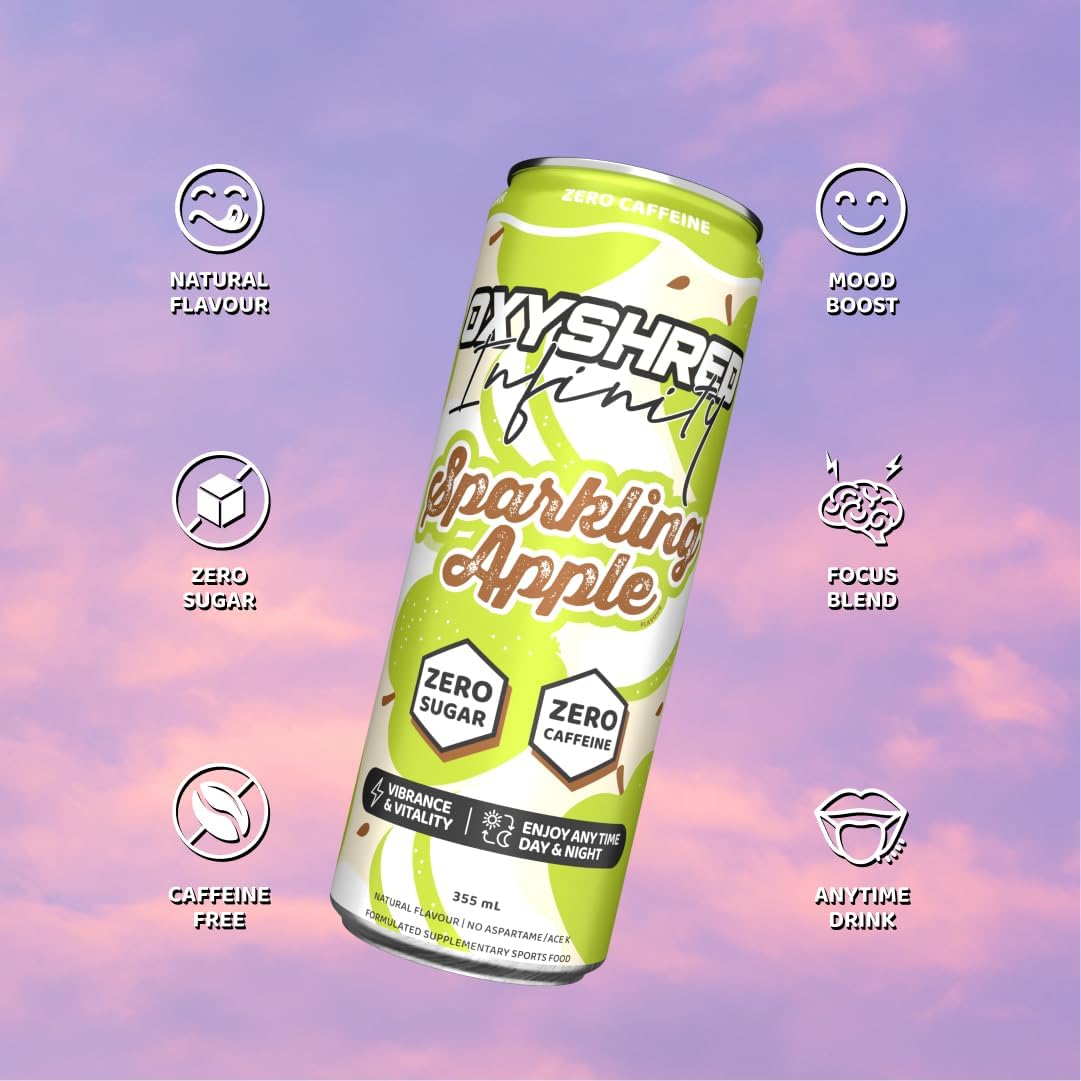 EHP Labs OxyShred Infinity Caffeine Free Energy Drink Sparkling Apple 12-Pack